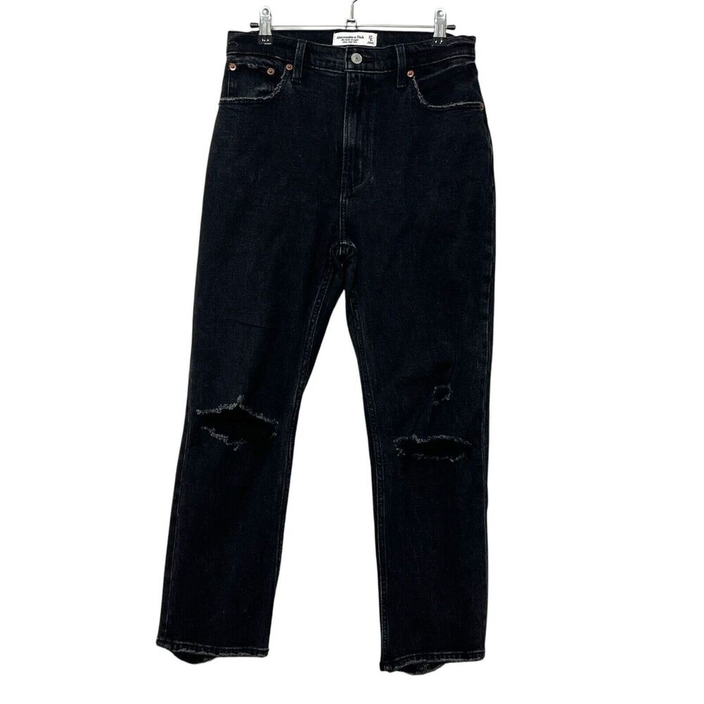 Abercrombie & Fitch Distressed Straight Jeans Women’s Size 27 Short Cropped‎